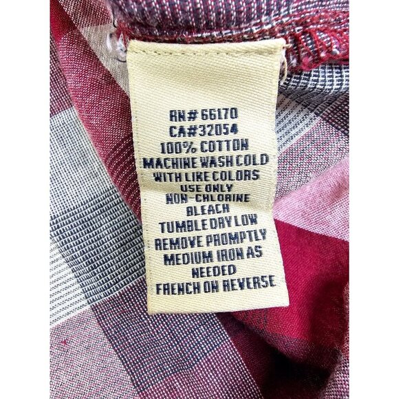 Salt Valley Size Small Mens Marron White Gray Check Pearl Snap Logo Cotton Shirt - Picture 7 of 11
